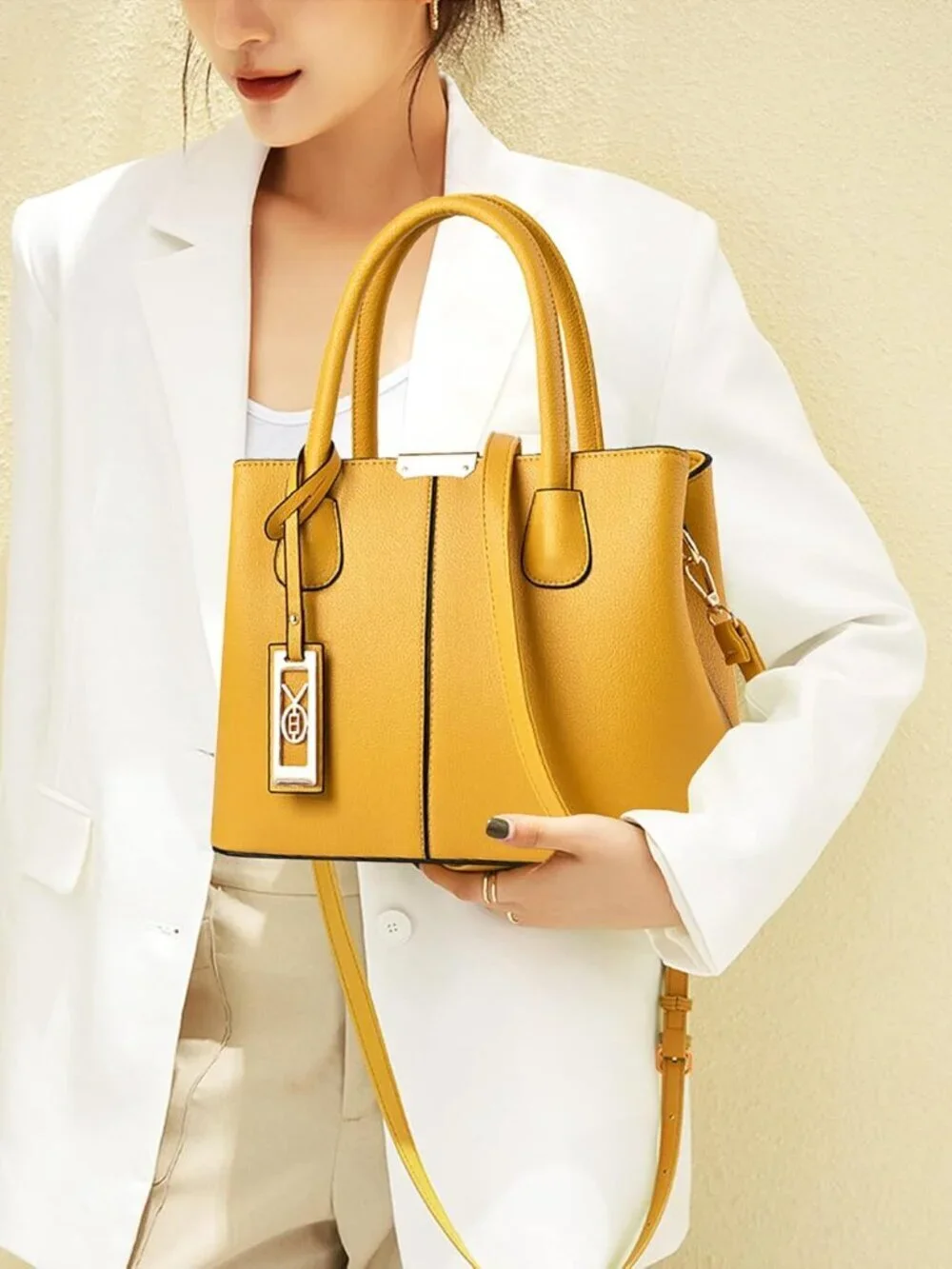 Women's D8 Yellow Shoulder Tote Bags Top Handle Satchel Purses and Handbags